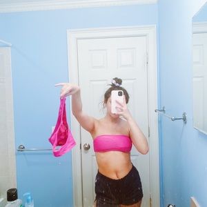 Neon pink garage bikini set